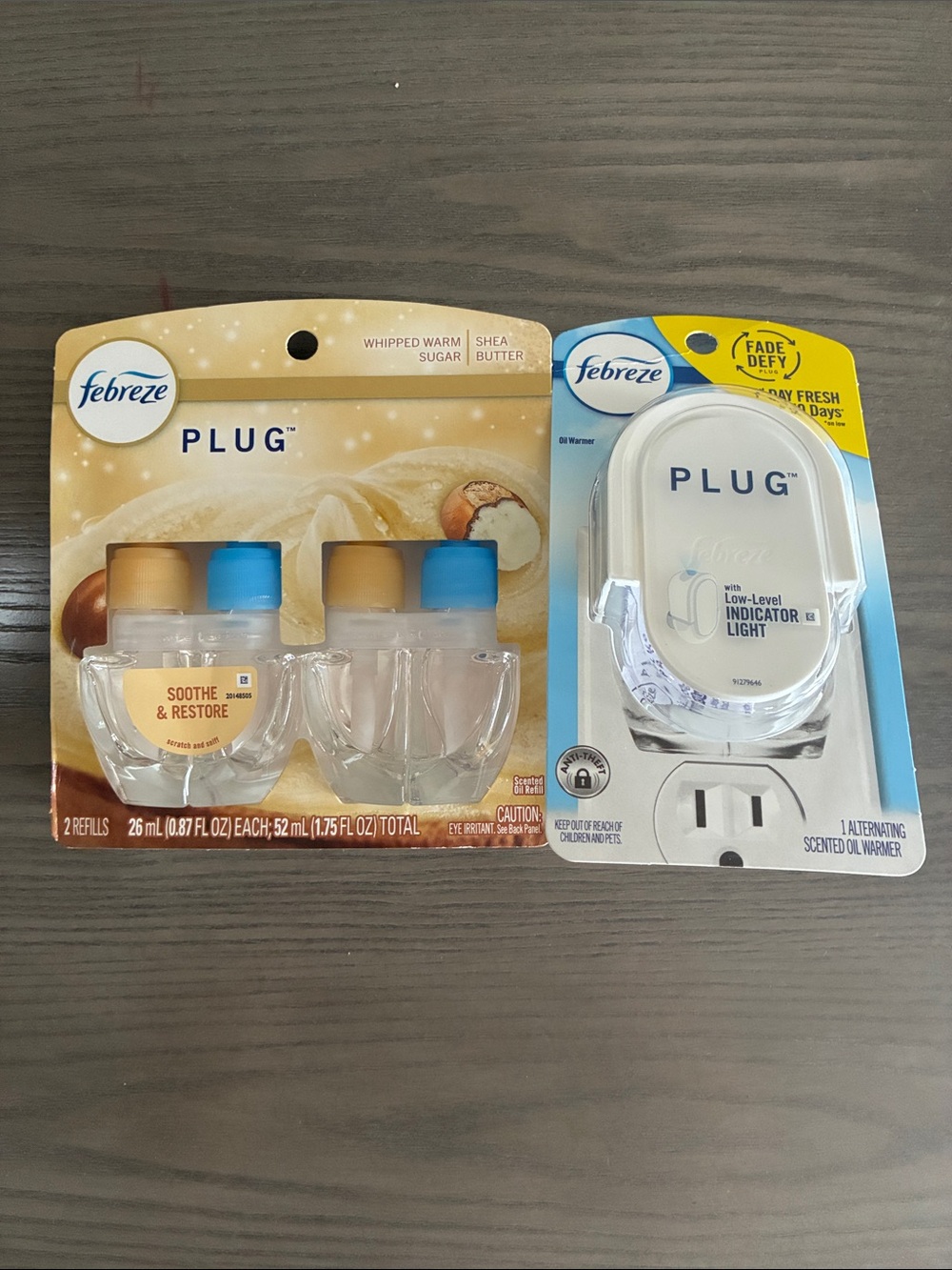 Febreze Plug & 2 Pack Refill - Whipped Warm Sugar/Shea Butter. New